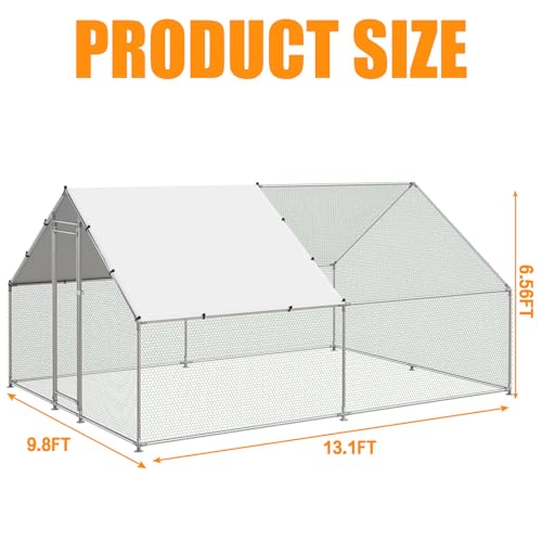 NUGRIART Large Metal Chicken Coop Walk-in Poultry Cage Hen Duck Run House with Waterproof & Anti-UV Cover Galvanized Rabbits Habitat Spire Shaped Cage for Outdoor Yard Farm Use