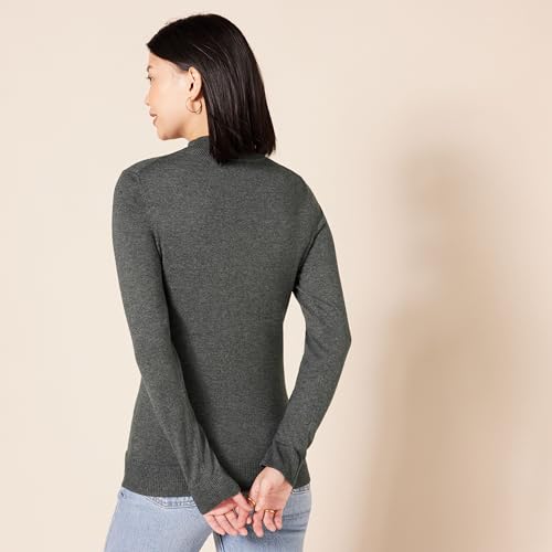 Amazon Essentials Women's Lightweight Mockneck Sweater (Available in Plus Size), Taupe Heather, Small