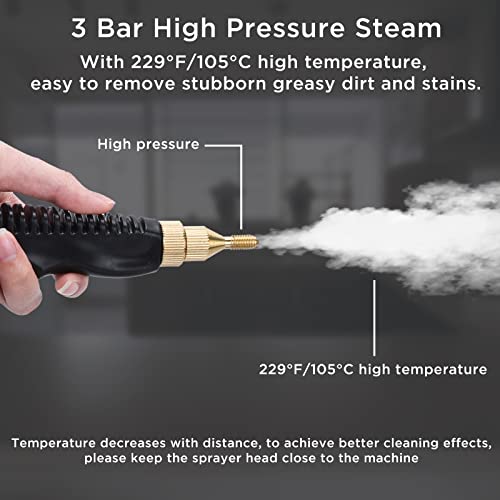 Ganggend Handheld Steam Cleaner,2500W Hand-Held High Pressure Portable Cleaning Machine with 3 Brush, High Temperature Steamer for Home Use, Kitchen, Furniture, Bathroom, Car (Red)