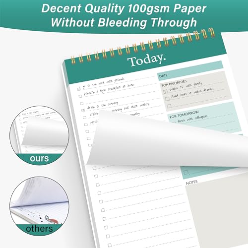 To Do List Notepad - To Do List Notebook for Work with 52 Sheets, 6.5" x 9.8" Checklist Productivity Organizer with Hourly Schedule for Task Management-Azure