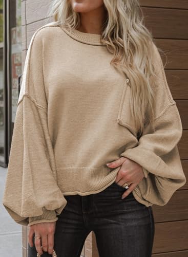 Dokotoo Halloween Sweaters for Women Fall Winter Clothes for Women 2025 Trendy Autumn Fashion Ladies Lantern Sweaters Fall Tops for Women Lightweight Crewneck Cute Soft Winter Knit Pullover Sweaters