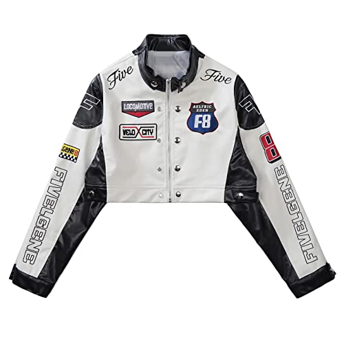 Aelfric Eden Cropped Leather Jacket Women PU Crop Moto Biker Racing Trendy Fashion Casual Coats