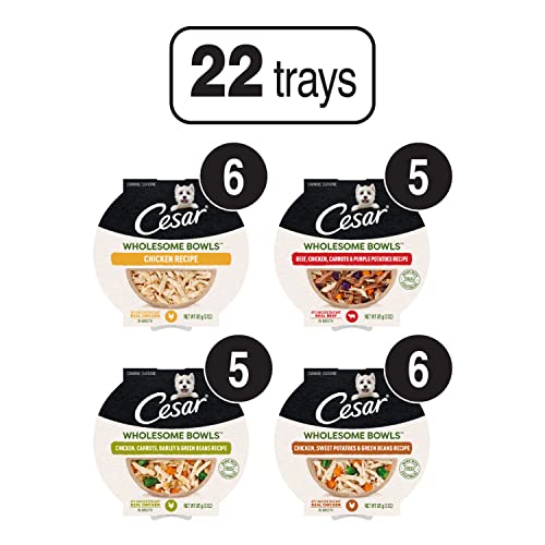 Cesar Wholesome Bowls Adult Wet Dog Food Variety Pack, 3 oz. Bowls (22 Count, Pack of 1)