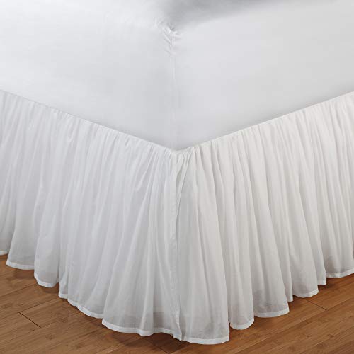 Greenland Home - GL-1107FBSF Cotton Voile Dust Ruffle, 15-inch L, White