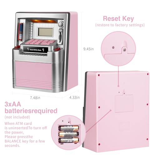 Piggy Bank for Kids, Cash Coin Can Safe Bank Electronic Coin Money Bank Gifts Toy ATM Bank, Kids Safe, Hot Gift for Kids Boys…