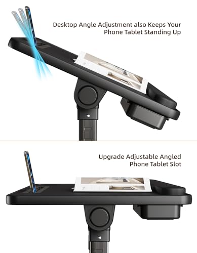 Laptop Desk for Bed,EWX Bed Table with Foldable Legs Tablet Slot Storage Drawer Silicone Wrist pad,Foldable Lap Table for Eating, Working, Writing and Drawing,22.8” x 14.6” Bed Desk