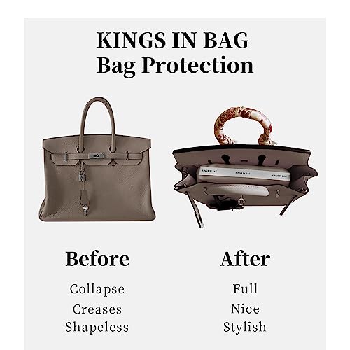 KINGS IN BAG Purse Pillow Insert Compatible with Kelly 25 Bags, Handbag Filler with Soft Satins for Luxury Bags, Soft Purse Inner Pillow with Memory Foam (Black, KE25)