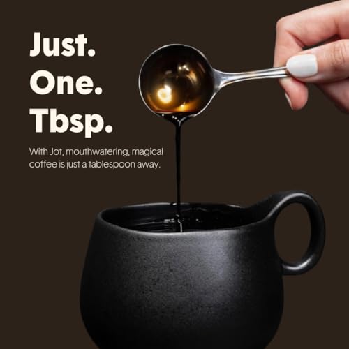Jot Coffee Concentrate (Caramel) High Caffeine Cold Brew Coffee Concentrate Liquid for Iced Coffees, Instant Espresso, Hot or Cold Instant Coffees - Makes 14 Cups, 150mg Caffeine/Tbsp, Sugar Free