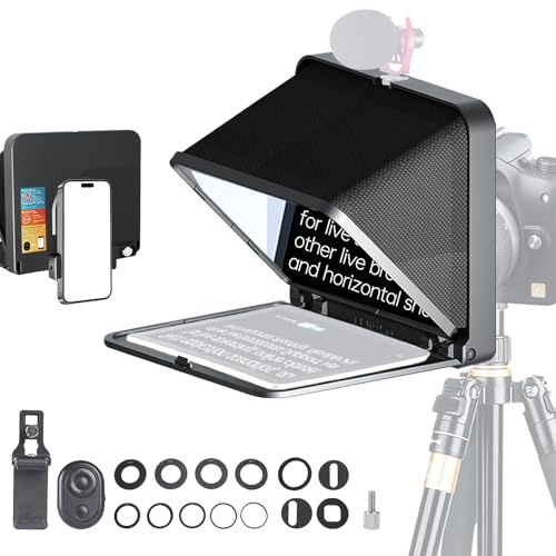 LENSGO Portable Teleprompter for iPad Tablet Smartphone DSLR Camera 7.9'', APP Compatible with iOS & Android System for Online Teaching Vlog Live Streaming Interview (TC7 for phond/ipad/Camera)