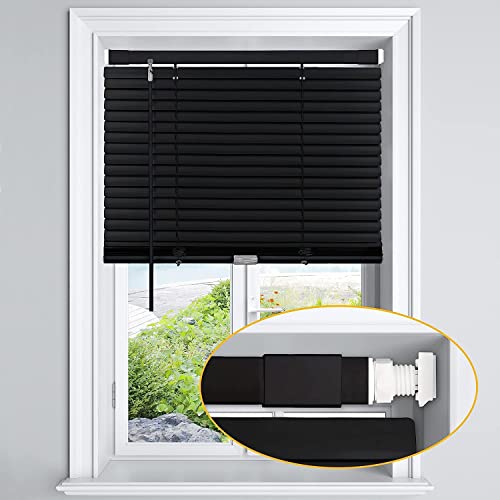 LazBlinds No Tools-No Drill 1" Aluminum Mini Blinds, Cordless Blinds for Windows, Light Filtering Horizontal Blinds and Shades for Window, 23'' W x 64'' H, Silver Grey