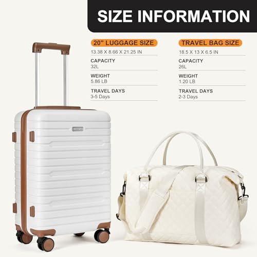 FIGESTIN Checked Luggage 24 inch, 100% PC Large Suitcase with Wheels, Hardside Suitcase TSA Approved Medium Hard Case Travel Luggage (Beige)