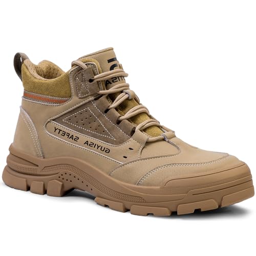 GUSAYEX Steel Toe Boots for Men Safety Shoes Work Boots Lightweight Work Shoes Non Slip Steel Toe Sneakers Comfortable Industry Construction Steel Toe Work Shoes Fashionable Safety Boots for Men