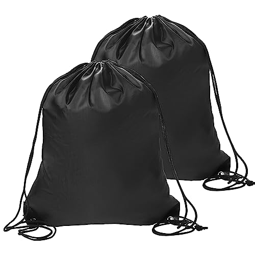 Sliverdew 2 Pcs Black Drawstring Backpack Bags Sports Cinch Sack String Bags Drawstring Gym Bag Draw String Backpack Bulk Swimming String Bags