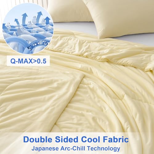 PHF Double Cooling Blanket Twin Size for Hot Sleepers, Soft Breathable Blankets for Summer with Double Side Cold, Q-Max>0.5 Arc-Chill Cool Lightweight Blanket for Night Sweats, 60"x80",Alabaster Gleam