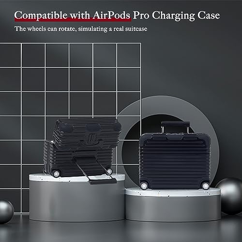 for AirPods Pro Case Cover, Luggage Design Protective Cover Case for AirPods Pro, Compatible with AirPods Pro Charging Case for Women Men, Blcak