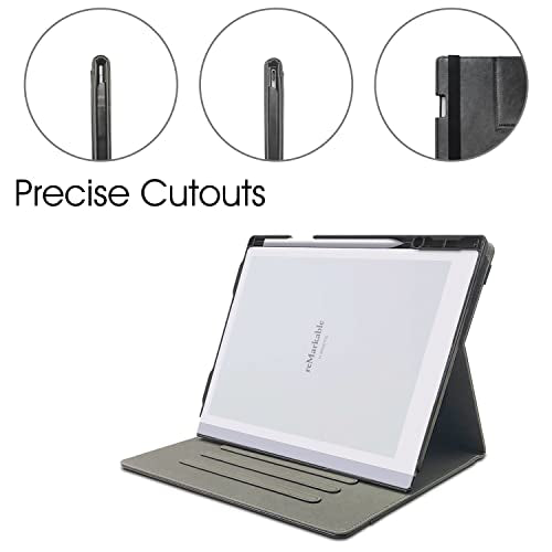E NET-CASE Case for Remarkable 2 Tablet 10.3 inch (2020 Released) - New Upgraded Design 360 Degree Rotating Stand Cover for Remarkable 2 Digital Paper with Pencil Holder (Black)