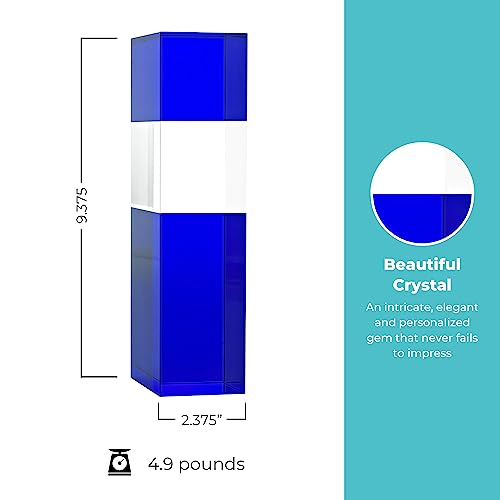 Baudville Blue Crystal Trophy Block Tower - Employee Award Gift