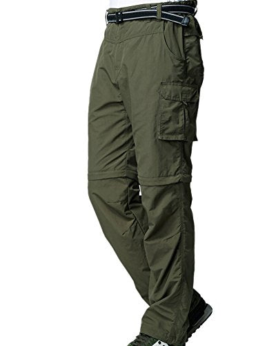 Men's Outdoor Quick Dry Convertible Lightweight Hiking Fishing Zip Off Cargo Work Pants Trousers,Army Green,29