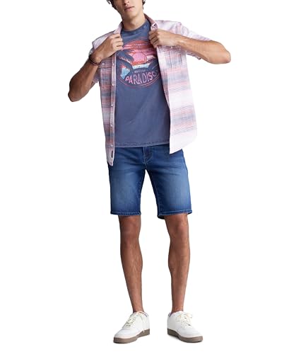 Buffalo David Bitton Men's Relaxed Straight Dean Denim Shorts, Sanded and Distressed, 31