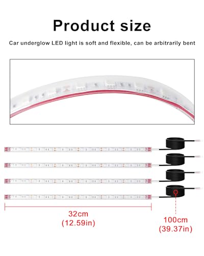 YONGMING 12 Volt Led Strip Lights Waterproof Blue,12.6inch Car Led Lights Exterior & Interior For Golf Cart Light,Boat Car Motorcycle Underglow Kit,18smd 5050 Leds 32cm,4 Packs