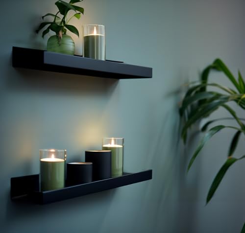 DIY CARTEL Made in USA Floating Metal Wall Shelf Picture Ledge - USA Manufactured Steel - Industrial Heavy Duty Modern Farmhouse Rustic Designed Shelf (36in White)