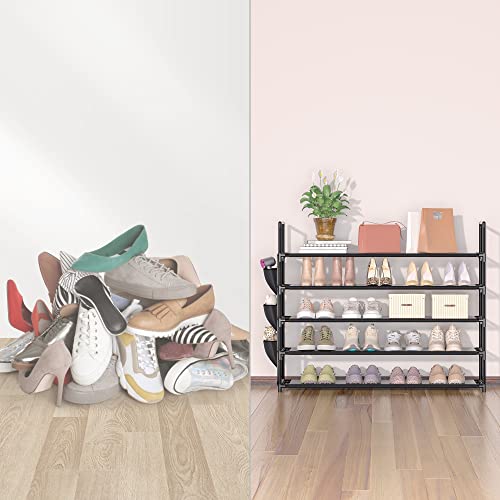 OYREL Large Capacity 7 Tier Shoe Rack, Black, 33.3in Wide x 11.2in Deep x 48.7in Tall, Holds 28-35 Pairs of Shoes, Ultra-Minimalist Style, Waterproof and Durable