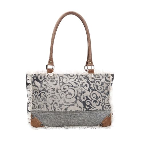 Myra Bag Leaf Swirls Upcycled Canvas Bag S-1151