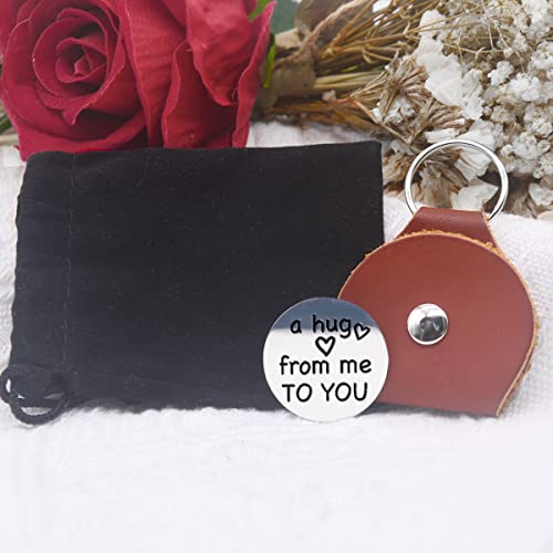 Inspirational Pocket Hug Token Gift, Long Distance Relationship Keepsake Stainless Steel Double Sided,Pocket Hug Token Gift for Family Friends Daughter Son Boys Girl-A Hug From Me To You