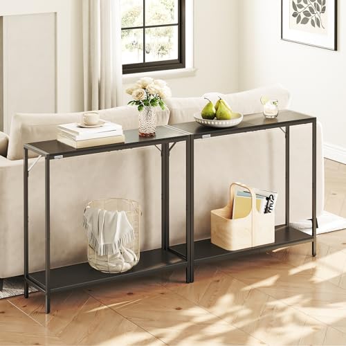 MAHANCRIS Console Table, 2-Tier Entrance Table, Behind Sofa Table, Industrial Style, Sturdy and Stable, for Living Room, Entryway, Foyer, Corridor, Office, Black CTHB27601