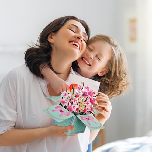 Banzk Pop Up Tulip Card, 11 inch 3D Bouquet Flowers Greeting Card for Mother's Day, Fathers Days, Anniversary Card, Birthday Card, Love Card, Valentine Cards
