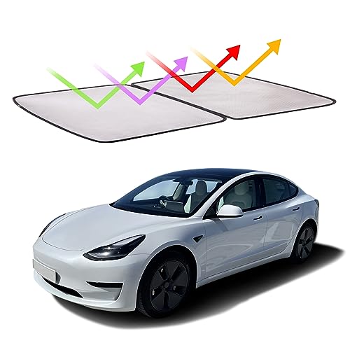 Spurtar 2PCS for Tesla Model 3 Sunshade Roof Upgraded Block 99% UV Heat Protect Front & Rear Sunroof for Tesla Model 3 Accessories 2023 2022 2021 Model 3 Roof Sunshade with Storage Bag Ice Black