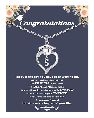 DONYUDE 2024 Graduation Gifts for Her, High School Graduation Gifts for Her T Initial Necklaces for Women Class of 2024 Graduation Gift Graduation Necklace for Her 2024