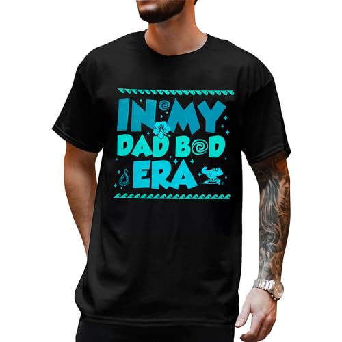 in My Dad BOD Era Shirts Men Funny Dad Shirt Retro Father's Day Letter Printed Shirt Black