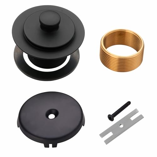 Black Bathtub Drain Conversion Kit Assembly with Single Hole Overflow Faceplate, Wellup All Metal Lift and Turn Tub Drain Twist Trim Kit with Universal Fine/Coarse Thread(Matte Black)