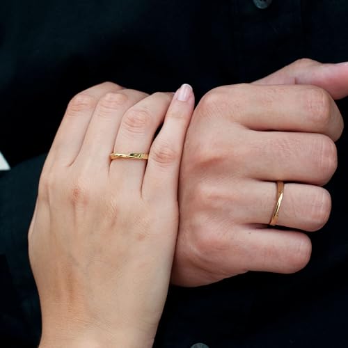 munone 3mm Twisted Pinky Promise Ring for Women Men,18k Gold Plated Titanium Cute Band Ring