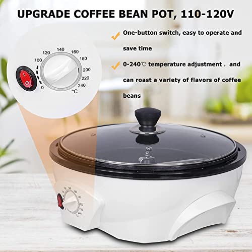 JIAWANSHUN Electric Coffee Roaster Machine 500g Coffee Bean Roaster 0-240℃ Non-Stick Home Peanut Beans Roaster 1200W 110V