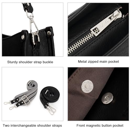 CLUCI Crossbody Bag Purses for Women 2Pcs Leather Hobo Handbag Wallet Set With 2Adjustable Guitar Strap Shoulder Handbag