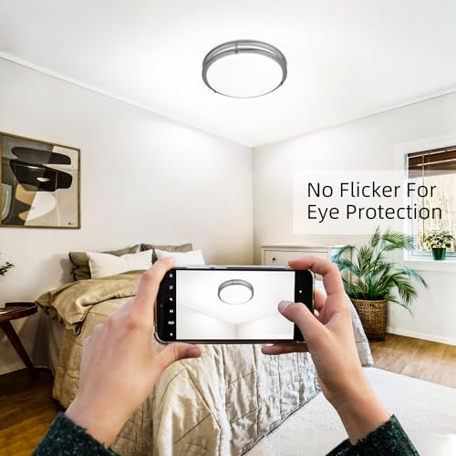 Hlite 36W 13inch LED Flush Mount Ceiling Light Fixture,2800LM Dimmable Light Fixtures Ceiling Mount 5000K/4000K/3500K/3000K/2700K LED Ceiling Light Flush Mount for Bedroom,Kitchen,Hallway (1Pack)