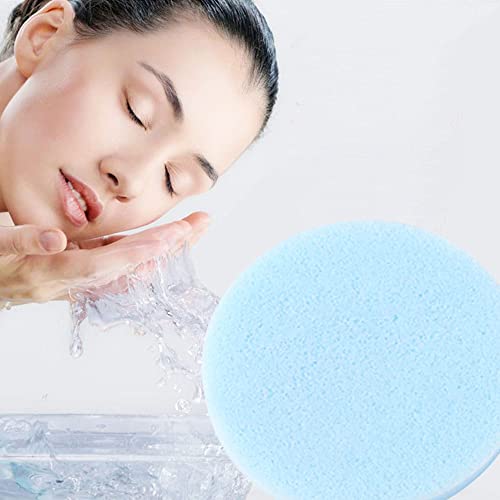 Facial Sponge Compressed Makeup Remover 60 Count Wash Pads Round Soft Face Cleansing Sponges for Woman Exfoliating Mask,Makeup Removal,Spa Cleaning,Blue