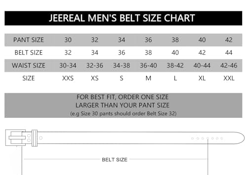 Jeereal Full Grain Leather Mens Belt Heavy Duty Leather Belt (1.5" Width) | Work Belt Solid Metal Buckle