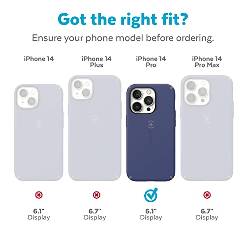 Speck iPhone 14 Pro Case - Built for MagSafe, Slim with Drop Protection, Scratch Resistant - Soft Touch - Dual Layer, Black, Slate Grey, CandyShell Pro
