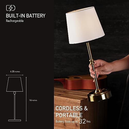 O’Bright Seraph - Cordless LED Table Lamp with Dimmer, Built-in Rechargeable Battery, 3-Level Brightness, Patio Table Lamp, Bedside Night Lamp, Ambient Light for Restaurant, Oil Rubbed Bronze