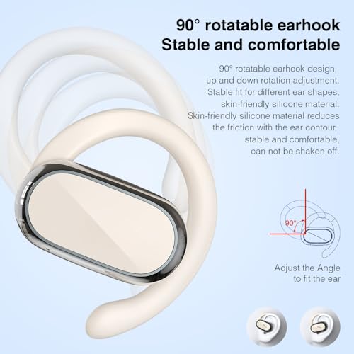 Butyoef Open Ear Headphones,360-Degree Panoramic Sound, DT4.0 Without Sound Loss,Air Conduction, 48H Range,LED Display,IPX7 Waterproof, Wireless Earbuds for Meeting, Driving,Traveling