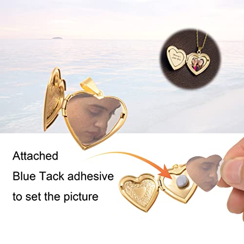 Paialco Heart Shape Locket Pendant Necklace for Love Memory Photo Keeping, 18" Rose Gold Tone