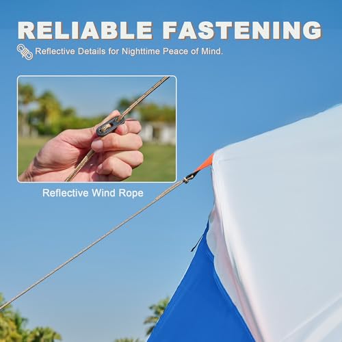 UNIHIMAL Tents for Camping, Waterproof 10 Person Family Tent with Double Layer & 4 Large Mesh Windows, Weather Resistant Easy Setup 2 Room Big Tent for Music Festival, Parties, 18 X 9 X 6.8Ft(Blue)