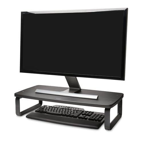 Kensington SmartFit Low Profile Monitor Stand for up to 40lbs Screens, Compact Desktop Stand Riser 3 Height Adjustable, Laptop Stand for Desk, PC Stand, Monitor Riser 9"x3"x11.5" - Black K52785W
