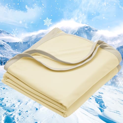 PHF Double Cooling Blanket for Hot Sleepers Twin Size, Arc-Chill Q-Max>0.5 with Double Cooling, Summer Blanket Absorbs Heat to Keep Cool All Night for Night Sweats (Alabaster Gleam, 60''x80'')
