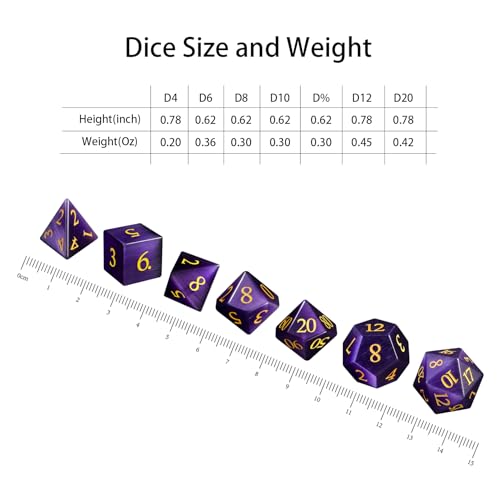 LUCKY-M Cat Eye DND Dice Sets, Gemstone Dice for Dungeons and Dragons, Stone Dice D&D Accessories RPG Dice MTG Women Gift (CE-Purple Red)