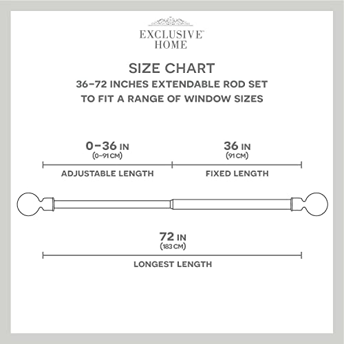 Exclusive Home Ogee 1" Curtain Rod and Coordinating Finial Set, Distressed White, Adjustable 36"-72"