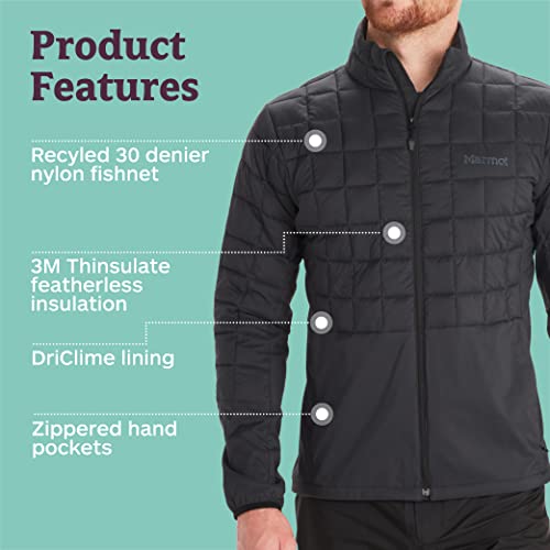 MARMOT Men's Echo Featherless Hybrid - Lightweight Down-Alternative Jacket, Black, Small